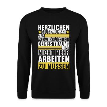 Abschiedsgeschenk Jobwechsel Kollege - Unisex Pullover - Schwarz - Vorne - Alina (178cm) & Michal (187cm)