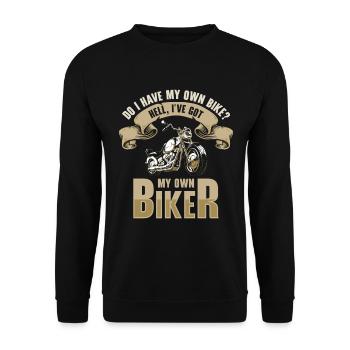 Biker Motorradfahrer Chopper Motorrad Rocker Moped - Unisex Pullover - Schwarz - Vorne - Alina (178cm) & Michal (187cm)