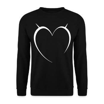 Herz Weiss Einfaches Design - Unisex Pullover - Schwarz - Vorne - Alina (178cm) & Michal (187cm)