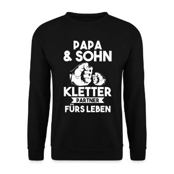 Papa & Sohn Kletterpartner Klettern - Unisex Pullover - Schwarz - Vorne - Alina (178cm) & Michal (187cm)