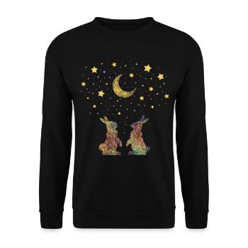 Kuschelshirt Hasen Häschen Kaninchen - Unisex Pullover - Schwarz - Vorne - Alina (178cm) & Michal (187cm)