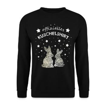 Offizielles Kuschelshirt Hasen Häschen - Unisex Pullover - Schwarz - Vorne - Alina (178cm) & Michal (187cm)