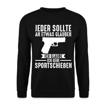 Schießsport Sportschießen Schützenverein - Unisex Pullover - Schwarz - Vorne - Alina (178cm) & Michal (187cm)