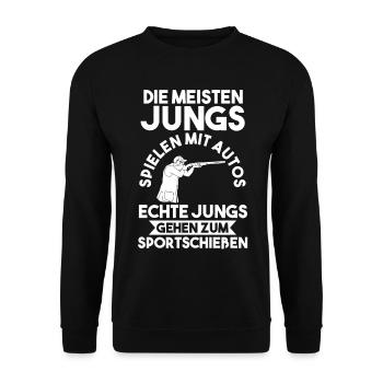Schießsport Sportschießen Schützenverein - Unisex Pullover - Schwarz - Vorne - Alina (178cm) & Michal (187cm)