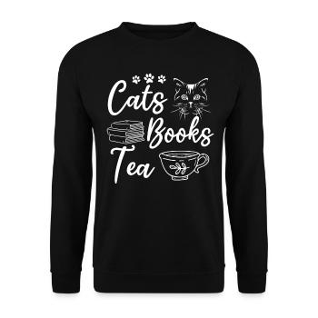 Cats Books Tea Book Read Cat Owners - Unisex Sweatshirt - black - Front - Alina (178cm) & Michal (187cm)