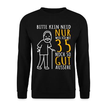 35. Geburtstag Mann 35er 35ter 35 Jahre alt lustig - Unisex Pullover - Schwarz - Vorne - Alina (178cm) & Michal (187cm)