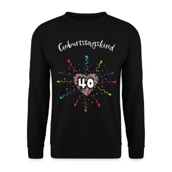 40. Geburtstag Geburtstagskind 40er - Unisex Pullover - Schwarz - Vorne - Alina (178cm) & Michal (187cm)