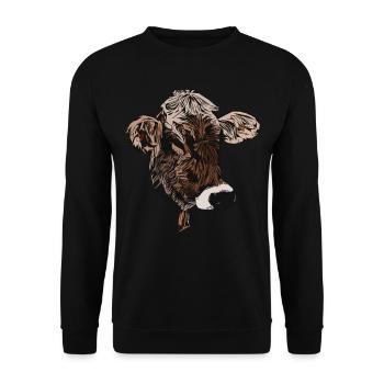 Cow motif - Unisex Sweatshirt - black - Front - Alina (178cm) & Michal (187cm)