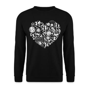 Volleyball Player Team Heart - Unisex Sweatshirt - black - Front - Alina (178cm) & Michal (187cm)