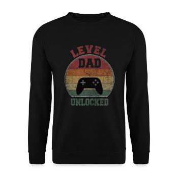 Level Dad unlocked - Unisex Pullover - Schwarz - Vorne - Alina (178cm) & Michal (187cm)