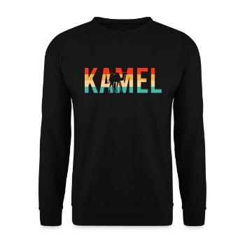 Kamel Retro - Unisex Pullover - Schwarz - Vorne - Alina (178cm) & Michal (187cm)