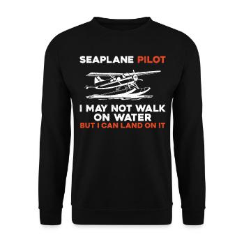 Airplane Pilot Vintage Seaplane - Unisex Sweatshirt - black - Front - Alina (178cm) & Michal (187cm)