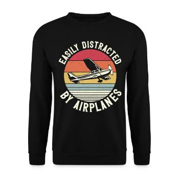 Pilote d’avion Vintage Rétro - Sweat-shirt Unisexe - noir - Devant - Alina (178cm) & Michal (187cm)