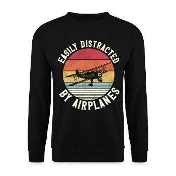 Pilote d’avion Vintage Biplane - Sweat-shirt Unisexe - noir - Devant - Alina (178cm) & Michal (187cm)