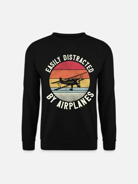Airplane Pilot Vintage Biplane - Unisex Pullover - Schwarz