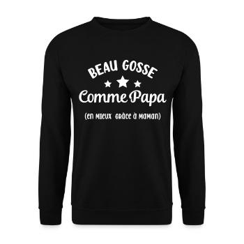 Beau gosse comme papa - Sweat-shirt Unisexe - noir - Devant - Alina (178cm) & Michal (187cm)
