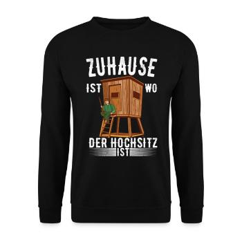 Jagen Hirsch Jagd Jäger - Unisex Pullover - Schwarz - Vorne - Alina (178cm) & Michal (187cm)