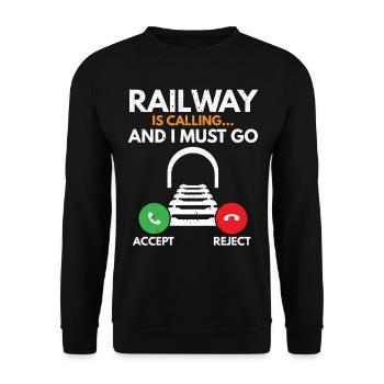 Le chemin de fer appelle et je dois aller au chemin de fer à - Sweat-shirt Unisexe - noir - Devant - Alina (178cm) & Michal (187cm)
