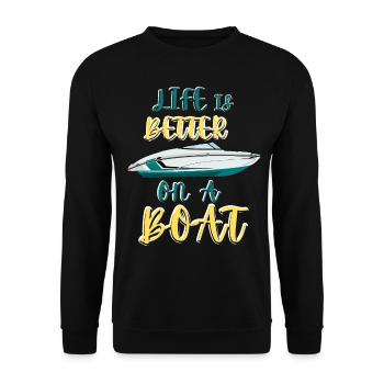 Boot Regatta . Motorboot Motoryacht . Yacht Segeln - Unisex Pullover - Schwarz - Vorne - Alina (178cm) & Michal (187cm)