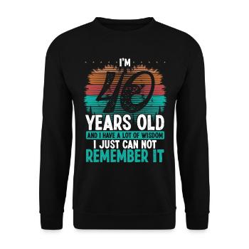 40th Birthday Vintage a lot of Wisdom 40 Year Old - Unisex Sweatshirt - black - Front - Alina (178cm) & Michal (187cm)