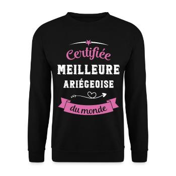 Certifiée ariégeoise du monde - Sweat-shirt Unisexe - noir - Devant - Alina (178cm) & Michal (187cm)