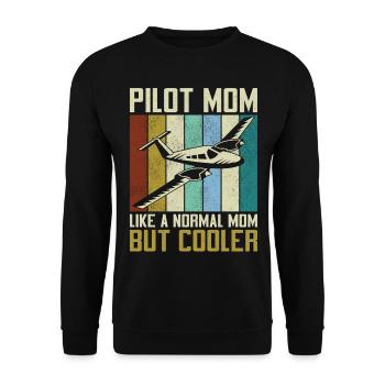 Airplane Pilot Mom Mother Vintage - Unisex Pullover - Schwarz - Vorne - Alina (178cm) & Michal (187cm)