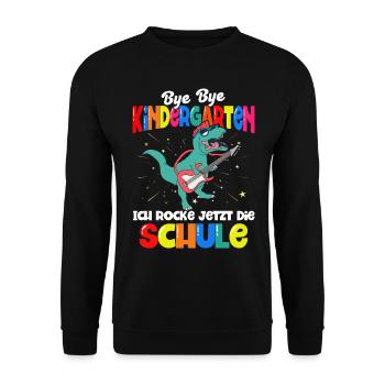 Dinosaurier Schulbeginn Schulanfänger Schulkind - Unisex Pullover - Schwarz - Vorne - Alina (178cm) & Michal (187cm)