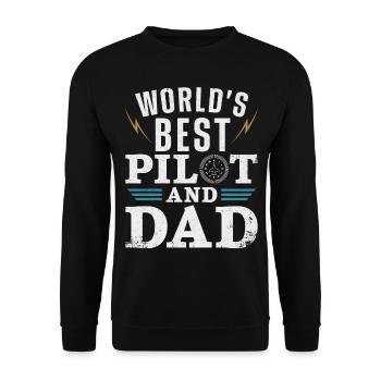 Airplane Pilot Dad Father Vintage - Unisex Sweatshirt - black - Front - Alina (178cm) & Michal (187cm)