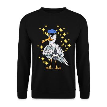 Seagull Sailor Sailor Maritim Anchor Ahoi Capitaine - Sweat-shirt Unisexe - noir - Devant - Alina (178cm) & Michal (187cm)