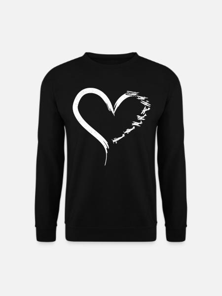 Airplane Pilot Heart Biplane - Unisex Sweatshirt - black