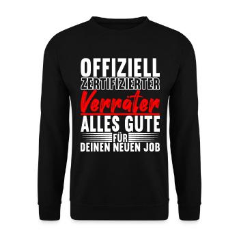 Abschiedsgeschenk Jobwechsel Kollege - Unisex Pullover - Schwarz - Vorne - Alina (178cm) & Michal (187cm)