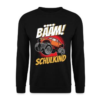 Monster Truck Schulbeginn Schulanfänger Schulkind - Unisex Pullover - Schwarz - Vorne - Alina (178cm) & Michal (187cm)