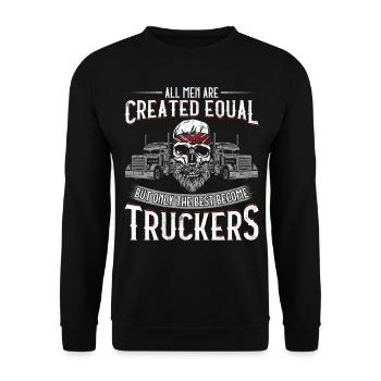 Trucker Truck Driver Vintage All - Unisex Pullover - Schwarz - Vorne - Alina (178cm) & Michal (187cm)