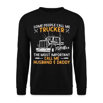 Trucker Truck Driver Dad Father - Unisex Sweatshirt - black - Front - Alina (178cm) & Michal (187cm)