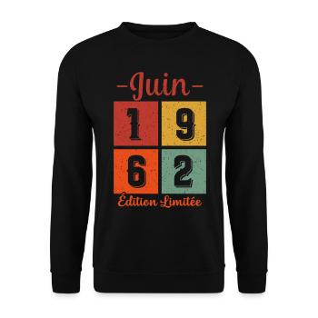 Cadeau D'anniversaire Juin 1962 Édition Limitée - Sweat-shirt Unisexe - noir - Devant - Alina (178cm) & Michal (187cm)