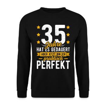 35 Geburtstag Mann 35er 35ter Ich bin 35 Jahre alt - Unisex Pullover - Schwarz - Vorne - Alina (178cm) & Michal (187cm)