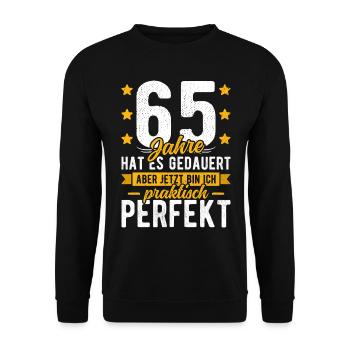 65 Geburtstag Mann 65er 65ter Ich bin 65 Jahre alt - Unisex Pullover - Schwarz - Vorne - Alina (178cm) & Michal (187cm)