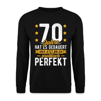70 Geburtstag Mann 70er 70ter Ich bin 70 Jahre alt - Unisex Pullover - Schwarz - Vorne - Alina (178cm) & Michal (187cm)