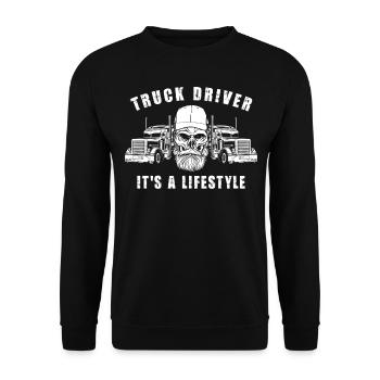 Trucker Truck Driver Vintage Truck - Unisex Pullover - Schwarz - Vorne - Alina (178cm) & Michal (187cm)