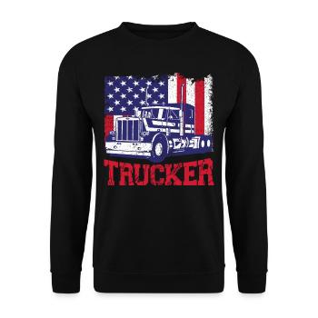 Trucker Truck Driver Vintage Usa - Unisex Pullover - Schwarz - Vorne - Alina (178cm) & Michal (187cm)