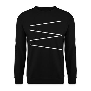 Abstrakte Weisse Linien - Unisex Pullover - Schwarz - Vorne - Alina (178cm) & Michal (187cm)