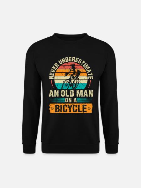 Alter Mann auf einem Fahrrad Retro Radfahrer Biker - Unisex Pullover - Schwarz