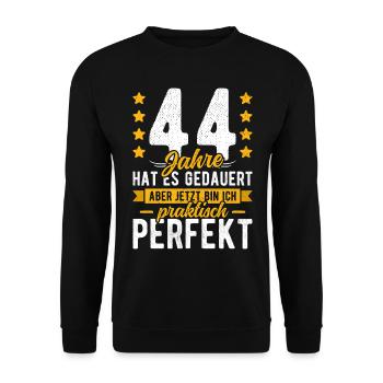 44 Geburtstag Mann 44er 44ter Ich bin 44 Jahre alt - Unisex Pullover - Schwarz - Vorne - Alina (178cm) & Michal (187cm)