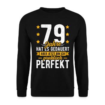 79 Geburtstag Mann 79er 79ter Ich bin 79 Jahre alt - Unisex Pullover - Schwarz - Vorne - Alina (178cm) & Michal (187cm)