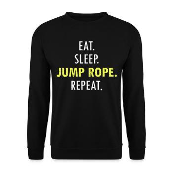 Eat Sleep Jump Rope Roping Jumping Skipping - Unisex Pullover - Schwarz - Vorne - Alina (178cm) & Michal (187cm)