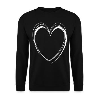 Cœur Blanc Simple - Sweat-shirt Unisexe - noir - Devant - Alina (178cm) & Michal (187cm)