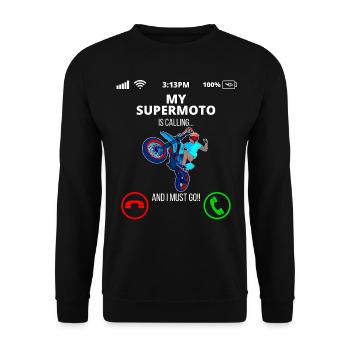 Supermoto / Supermotard / Supermoto Wheelie Biker - Unisex Sweatshirt - black - Front - Alina (178cm) & Michal (187cm)