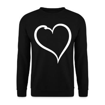 Cœur Blanc Simple - Sweat-shirt Unisexe - noir - Devant - Alina (178cm) & Michal (187cm)