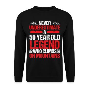 50 Year Old Mountain Climber 50th Birthday - Unisex Pullover - Schwarz - Vorne - Alina (178cm) & Michal (187cm)