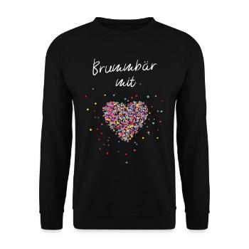 Brummbär mit Herz Papa Grossvater Vater - Unisex Pullover - Schwarz - Vorne - Alina (178cm) & Michal (187cm)